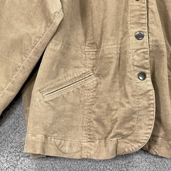 CJ Banks Fine Corduroy Button Front Jacket Women 2X Brown Pockets Long Sleeves - Picture 4 of 15